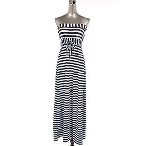 Striped Strapless Maxi Dress